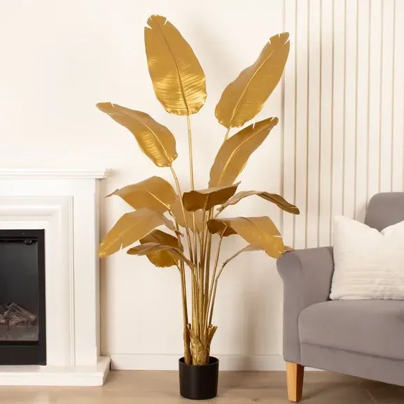 Artificial Banana Palm Tree - Gold, Plastic image