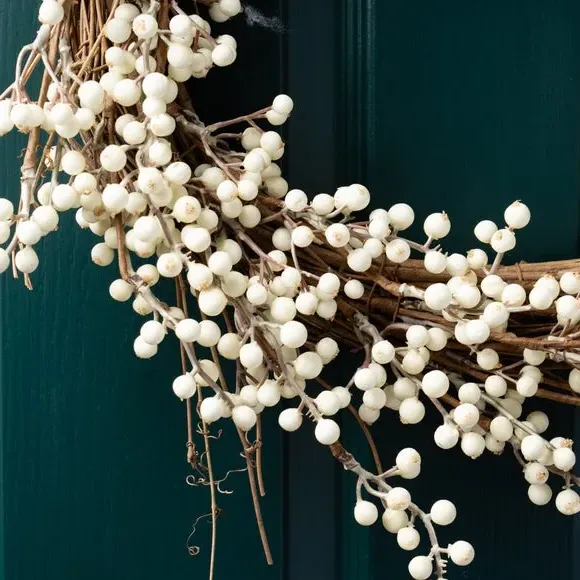 Artificial Berry Wreath - White