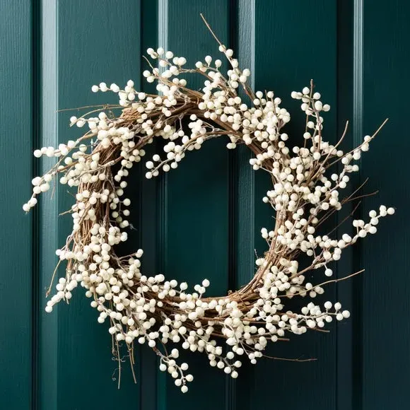 Artificial Berry Wreath - White image