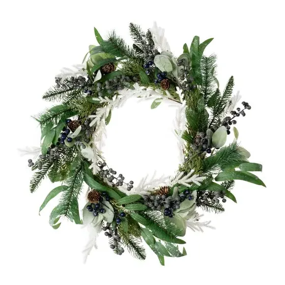 Artificial Blueberry & Pine Wreath - Green