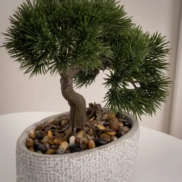 Artificial Bonsai Tree with Pot - Green, Cement
