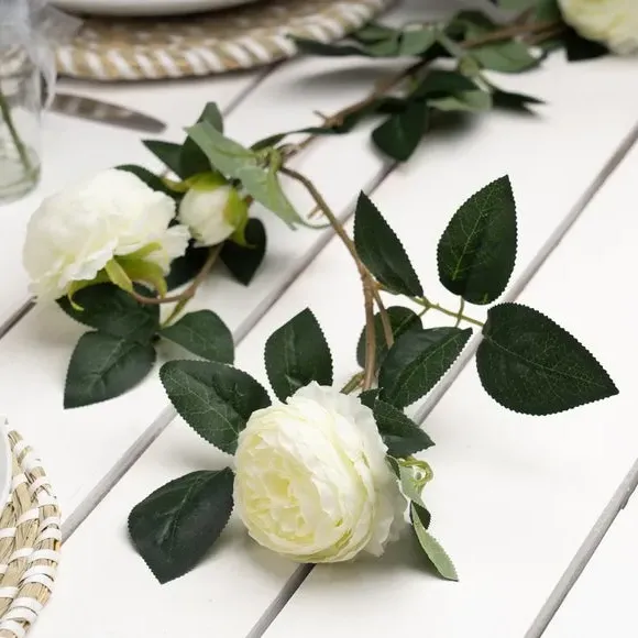 Artificial Camellia Rose Garland - White