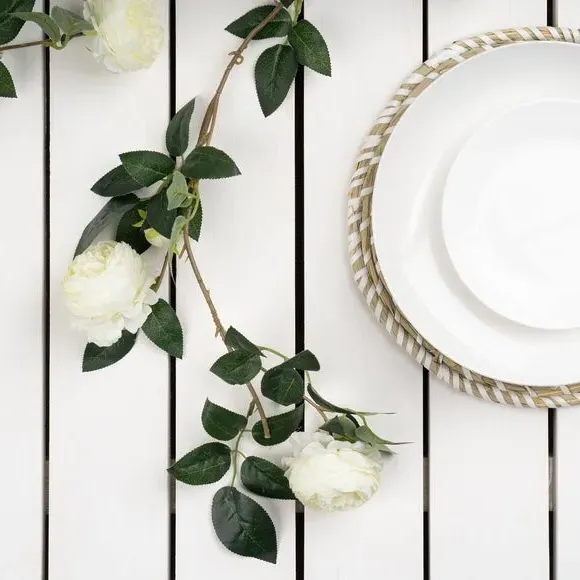 Artificial Camellia Rose Garland - White image