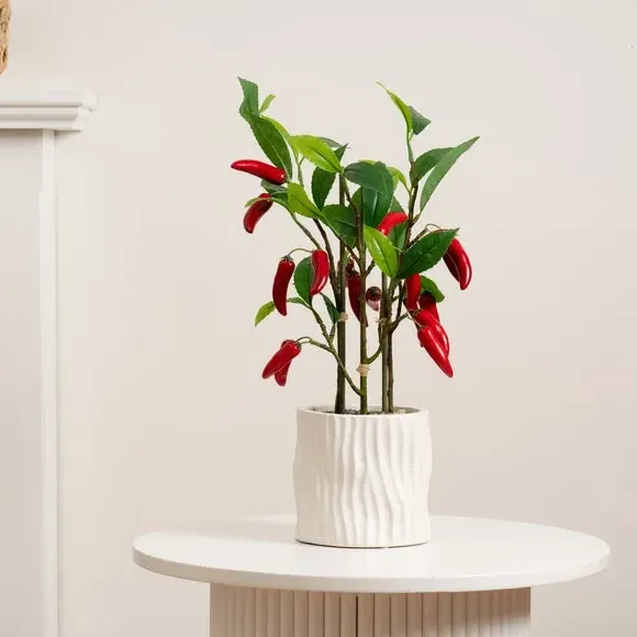 Artificial Chilli Plant - Red, Ceramic Pot image