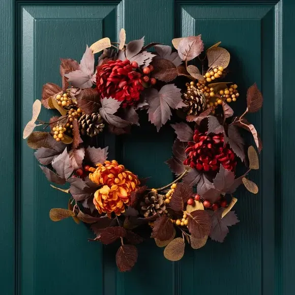 Artificial Chrysanthemum Wreath - Multicolor image