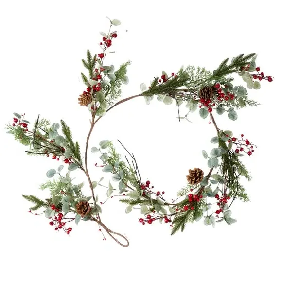 Artificial Eucalyptus Garland - Red Berries