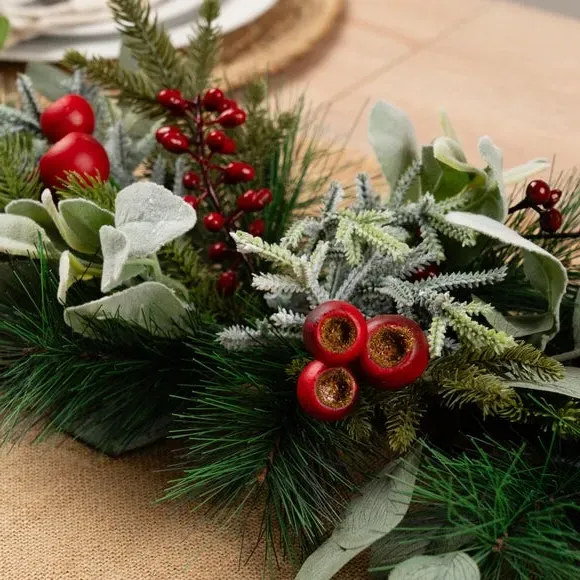 Artificial Eucalyptus Garland - Red Berries