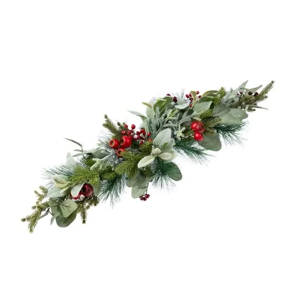 Artificial Eucalyptus Garland - Red Berries