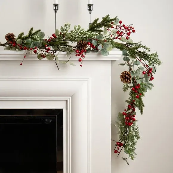 Artificial Eucalyptus Garland - Red Berries image