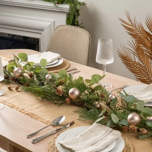 Artificial Eucalyptus Garland with Baubles - Green image