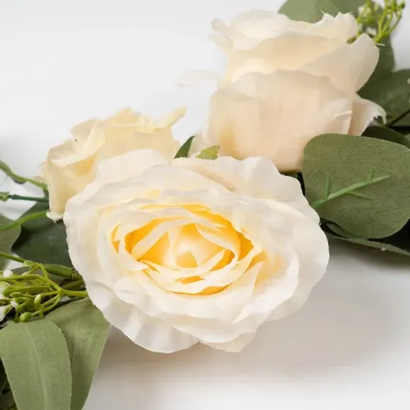 Artificial Eucalyptus & Rose Arrangement - Cream