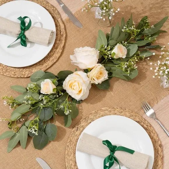 Artificial Eucalyptus & Rose Arrangement - Cream image