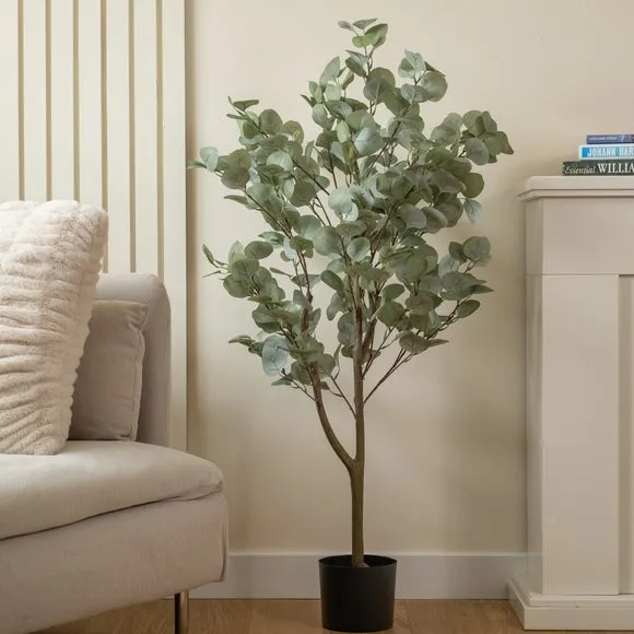 Artificial Eucalyptus Tree - Green, Plastic Pot image