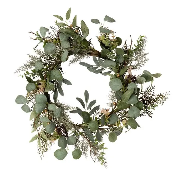 Artificial Eucalyptus Wreath - Green, Leaves