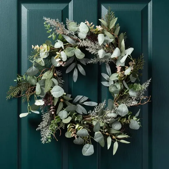 Artificial Eucalyptus Wreath - Green, Leaves image