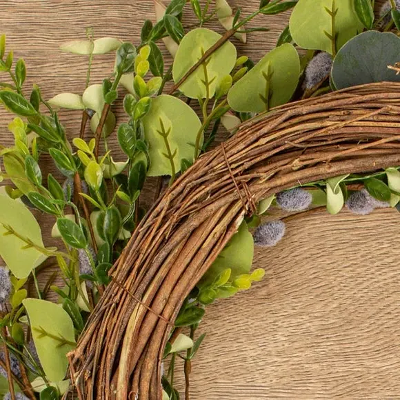 Artificial Eucalyptus Wreath - Green, Mixed Foliage