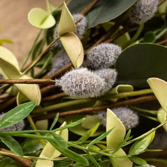 Artificial Eucalyptus Wreath - Green, Mixed Foliage