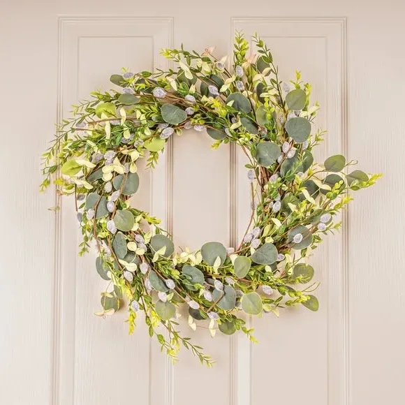 Artificial Eucalyptus Wreath - Green, Mixed Foliage image