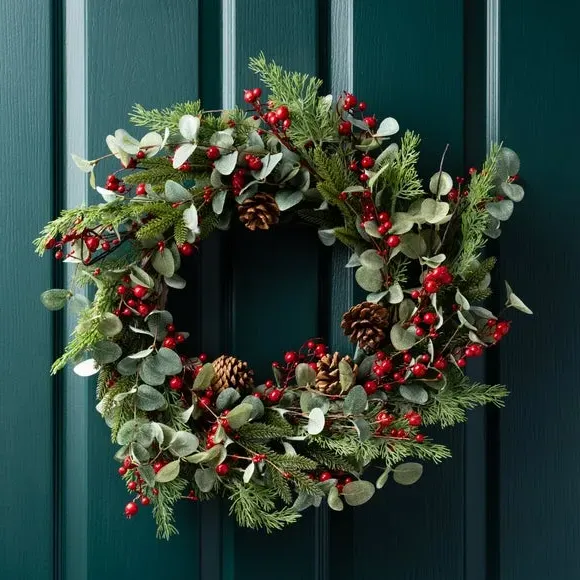 Artificial Eucalyptus Wreath - Red Berry Accents image