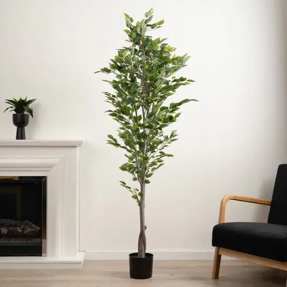 Artificial Ficus Tree - Green, Plastic Pot image