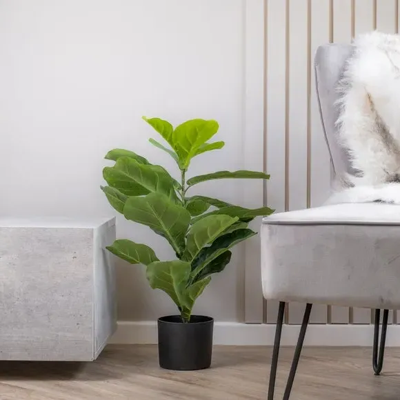 Artificial Fiddleleaf Fig Plant - Green, Faux image