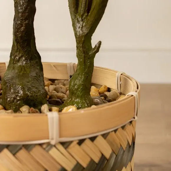 Artificial Fig Tree in Pot - Green, Bamboo