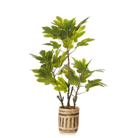 Artificial Fig Tree in Pot - Green, Bamboo
