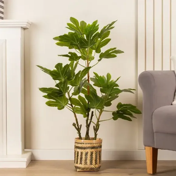 Artificial Fig Tree in Pot - Green, Bamboo image