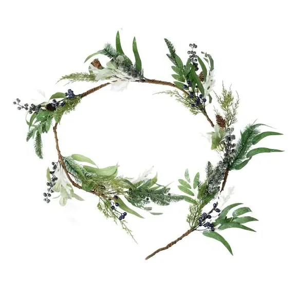 Artificial Garland with Berries - Green, Pine