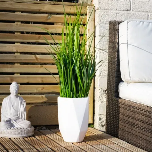 Artificial Grass Plant - Green, Geometric Pot image