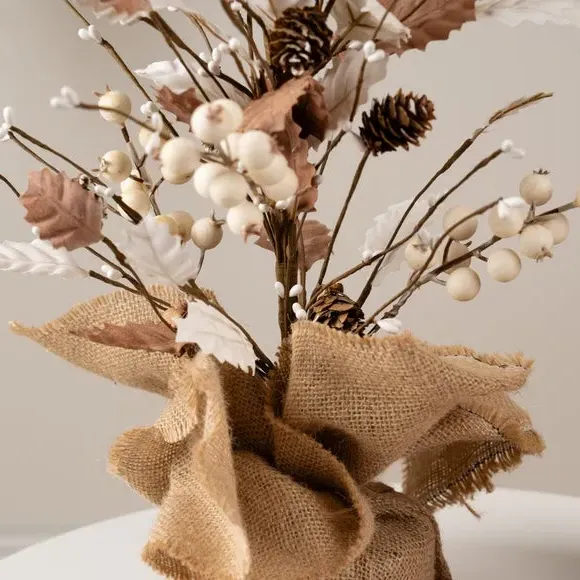 Artificial Holly Tree - Natural, Hessian Pot