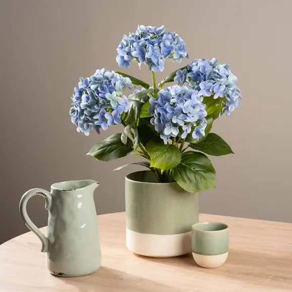 Artificial Hydrangea Plant - Blue, Real Touch image
