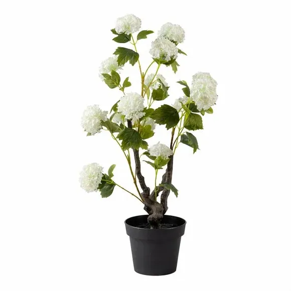 Artificial Hydrangea Plant - Cream, Black Pot