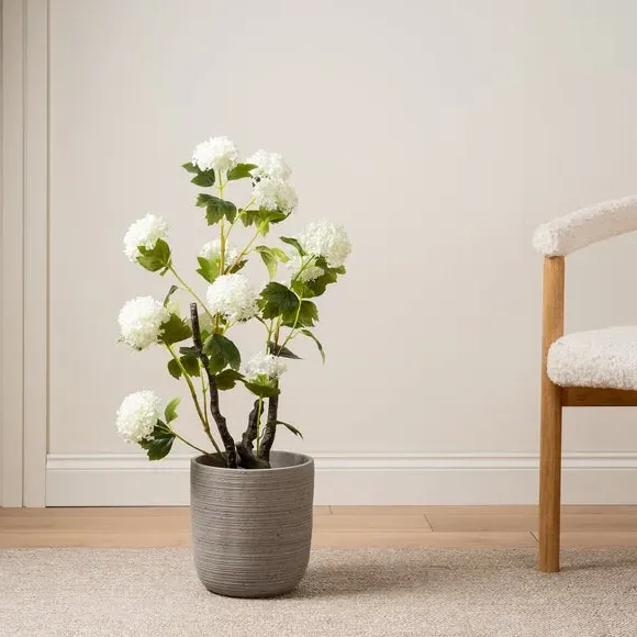 Artificial Hydrangea Plant - Cream, Black Pot image