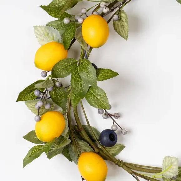 Artificial Lemon & Berry Wreath - Yellow