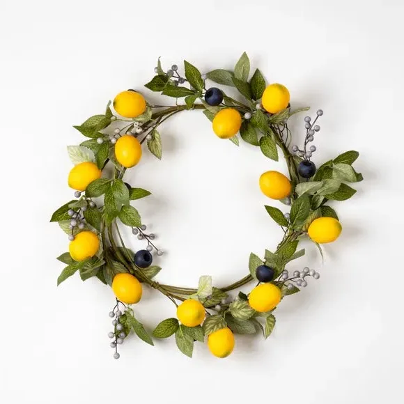 Artificial Lemon & Berry Wreath - Yellow