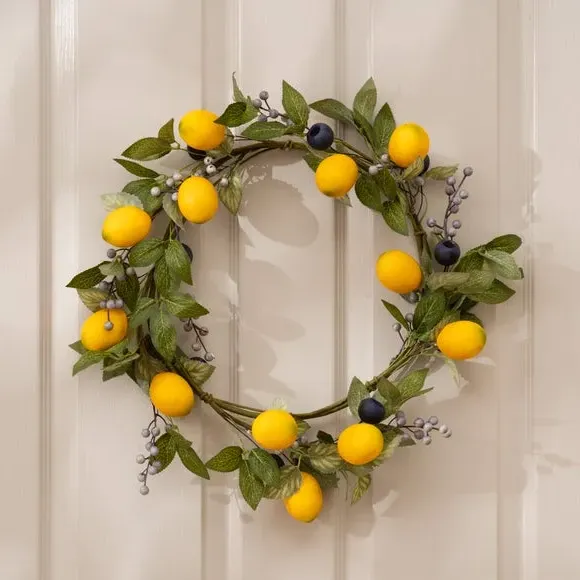 Artificial Lemon & Berry Wreath - Yellow image
