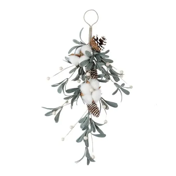 Artificial Mistletoe Swag with Cotton Balls - Green