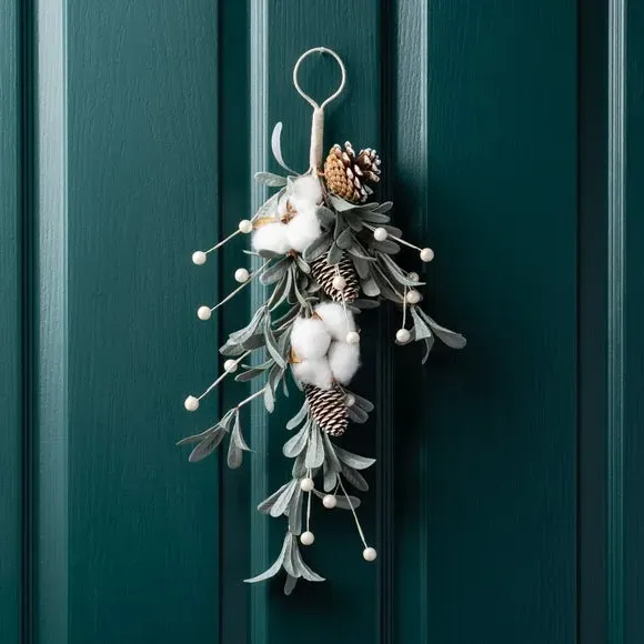 Artificial Mistletoe Swag with Cotton Balls - Green image