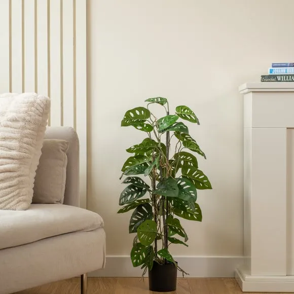 Artificial Monstera Plant - Green, Plastic Pot image