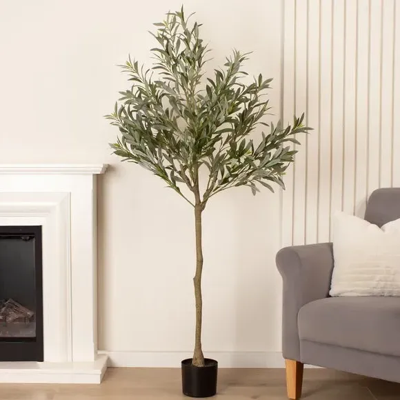 Artificial Olive Tree - Green, Plastic Pot