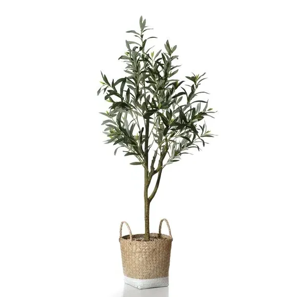Artificial Olive Tree in Basket - Green