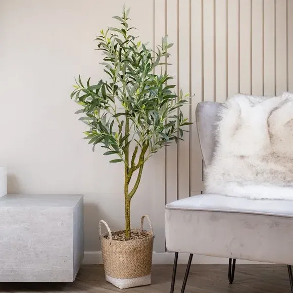 Artificial Olive Tree in Basket - Green image