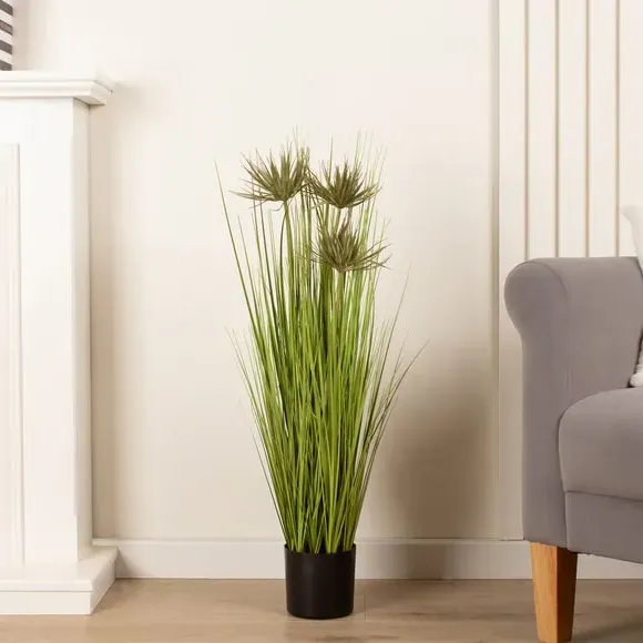 Artificial Papyrus Plant - Green, Plastic Pot