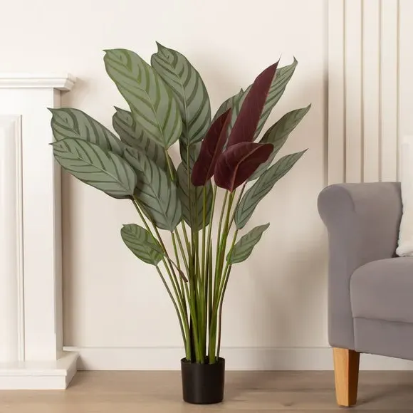 Artificial Prayer Plant - Green, Plastic Pot image