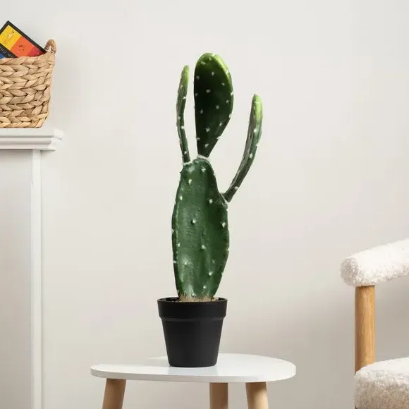 Artificial Prickly Pear Cactus - Green, Plastic