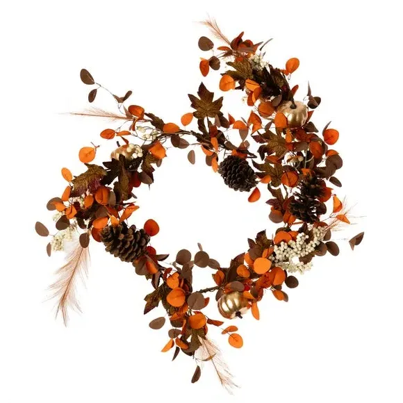 Artificial Pumpkin Garland - Brown & Gold