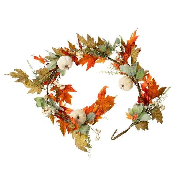 Artificial Pumpkin Garland - Green, Mixed Materials