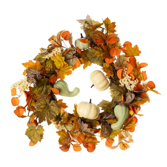 Artificial Pumpkin & Gourd Wreath - Multicolor