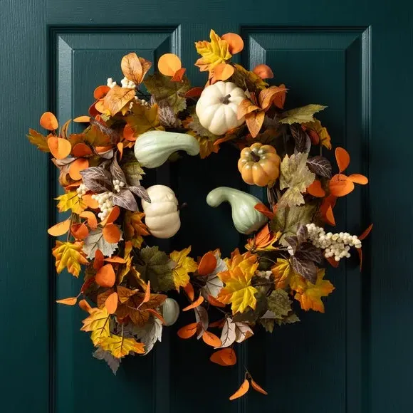 Artificial Pumpkin & Gourd Wreath - Multicolor image